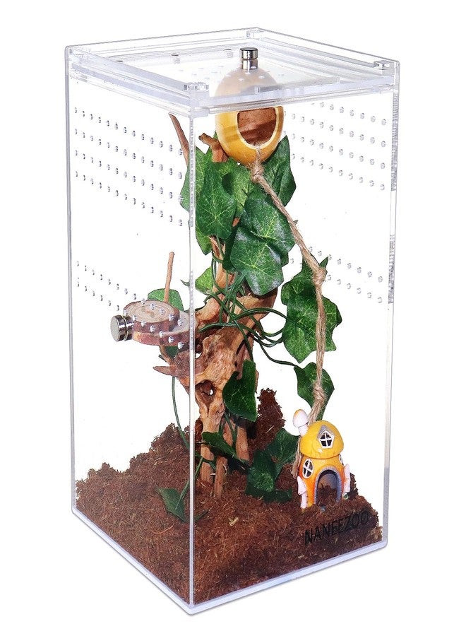 NANEEZOO Magnetic Acrylic Reptile Cage, 6"x6"x9" Tall Enclosure Transparent Reptile Breeding Box Terrarium Tank for Tarantula Scorpion Sling Isopods Invertebrates Insect Mantis - Image 1